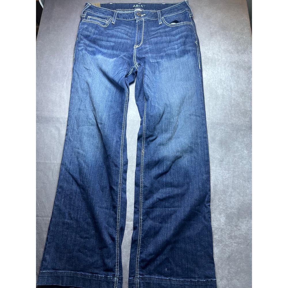Ariat Trouser Womens 34R Deep Sea Isabel Mid Rise Wide Leg Jeans AW5998A